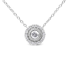 Load image into Gallery viewer, .925 Sterling Silver 1/2 Cttw Round Diamond Halo Circle Pendant 18" Necklace (I-J Color, I2-I3 Clarity)