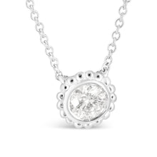 Load image into Gallery viewer, 10K White Gold 1/2 Cttw Bezel Set Round Diamond Sunflower Finish 18" Pendant Necklace (I-J Color, I1-I2 Clarity)