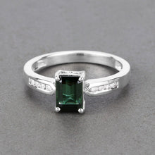Load image into Gallery viewer, 1.19 Carat Genuine Green Tourmaline and White Diamond 14K White Gold Ring