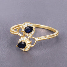 Load image into Gallery viewer, 0.34 Carat Genuine Blue Sapphire and White Diamond 14K Yellow Gold Ring