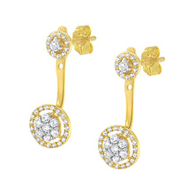 Load image into Gallery viewer, 14K Yellow Gold Plated .925 Sterling Silver 5/8 Cttw Diamond Removable Stud and Dangle Earrings (I-J Color, I2-I3)