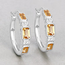 Load image into Gallery viewer, 2.88 Carat Genuine Citrine and White Topaz .925 Sterling Silver Earrings