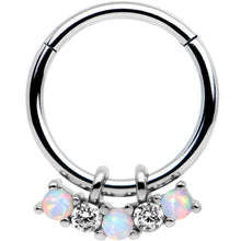 Load image into Gallery viewer, 16G 3/8 White Synthetic Opal Dazzle Hinged Segment Ring