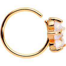 Load image into Gallery viewer, 5/16 White Faux Opal CZ Rose Gold IP Flower Seamless Circular Ring