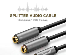 Load image into Gallery viewer, Earphone Extension Cable Jack 3.5mm Audio Cable Male To 2 Female Aux Cable Headphone Splitter Dual Headphone Jack Adapter For Earphone Headset Compatible with Mobile Phone Tablet Laptop