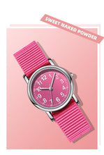 Load image into Gallery viewer, Easy To Read Quartz Watches Nylon Strap Sweat Proof Movement Analog Watch For Girls Boys Teens Minimalist Wrist Watch With Soft Band Learning Time Watch First Watch Soft Cloth Strap