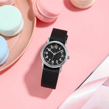 Load image into Gallery viewer, Easy To Read Quartz Watches Nylon Strap Sweat Proof Movement Analog Watch For Girls Boys Teens Minimalist Wrist Watch With Soft Band Learning Time Watch First Watch Soft Cloth Strap