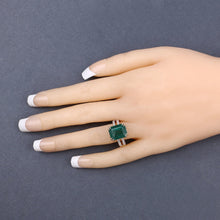 Load image into Gallery viewer, IGI Certified 8.49 Carat Genuine Zambian Emerald and White Diamond 14K Yellow Gold Ring