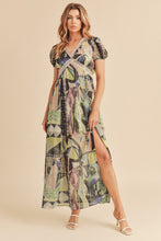 Load image into Gallery viewer, Lace Detail Slit Geometric Print Short Sleeve Maxi Comfortable Dress For Women, Elegant Lace, Alluring Slit, Sophisticated Geometric Print for Casual & Dressy Occasions