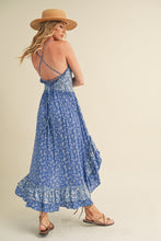 Load image into Gallery viewer, Ditsy Floral Ruffled Hem Maxi Women Cami Dress –Feminine Floral Print, Elegant Maxi Length, Flowy & Comfortable Design for Casual & Special Occasions