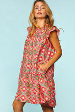 Load image into Gallery viewer, Full Size Ruffled Printed Dress with Side Pockets For Women – Trendy Ruffled Dress, Stylish Printed Dress, Pocketed Ruffled Dress, Casual Printed Dress, Functional Dress with Pockets, Flattering Ruffled Dress, Chic Printed Dress with Pockets