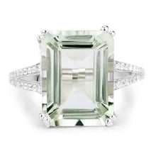 Load image into Gallery viewer, 10.64 Carat Genuine Green Amethyst and White Topaz .925 Sterling Silver Ring