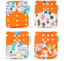 Load image into Gallery viewer, 4pcs/set Washable Eco-Friendly Cloth Diaper Cover Adjustable Nappy Cloth Diapers Cloth Nappy For Baby Boys and Grils Baby