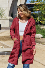 Load image into Gallery viewer, Red Double Take Full Size Hooded Teddy Bear Jacket with Thumbholes Ultra-Cozy & Stylish Comfortable Outerwear