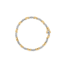 Load image into Gallery viewer, 10K Two-Tone Gold 1/2 Cttw Diamond Alternating 3 Stone and X-Link 7" Bracelet (I-J Color, I2-I3 Clarity)