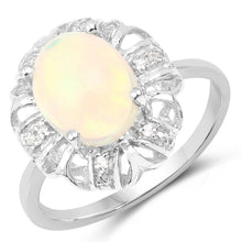 Load image into Gallery viewer, 1.73 Carat Genuine Ethiopian Opal & White Topaz .925 Sterling Silver Ring