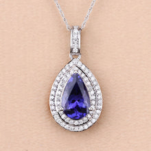 Load image into Gallery viewer, 2.56 Carat Genuine Tanzanite and White Diamond 14K White Gold Pendant