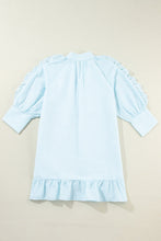 Load image into Gallery viewer, Blue Lightweight Ruffled Striped Mini Dress Chic Playful Dress for Women Charming Design Dress