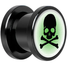 Load image into Gallery viewer, Green Black Skull Black Anodized Screw Fit Plug Set 00G