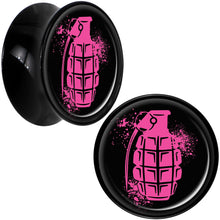 Load image into Gallery viewer, Black Acrylic Pink Grenade Saddle Plug Set 18mm