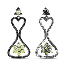 Load image into Gallery viewer, 6.93 Carat Genuine Peridot and Black Spinel .925 Sterling Silver Earrings