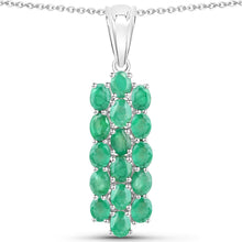 Load image into Gallery viewer, 7.80 Carat Genuine Zambian Emerald .925 Sterling Silver 3 Piece Jewelry Set (Ring, Earrings, and Pendant w/ Chain)