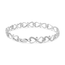 Load image into Gallery viewer, .925 Sterling Silver 1/3 Cttw Round-Cut Diamond Double Heart Infinity Link 7.25" Bracelet (H-I Color, I3 Clarity)