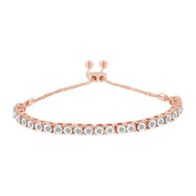 Load image into Gallery viewer, 10K Yellow Gold over .925 Sterling Silver 1/4 Cttw Miracle-Set Diamond 4â€-10†Adjustable Bolo Tennis Bracelet (I-J Color, I3 Clarity)