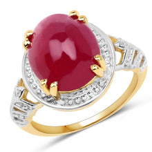 Load image into Gallery viewer, 14K Yellow Gold Plated 4.46 Carat Genuine Glass Filled Ruby .925 Sterling Silver Ring