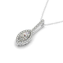 Load image into Gallery viewer, Marquis Shape Diamond Halo Pendant in 14k White Gold (2/3 cttw)