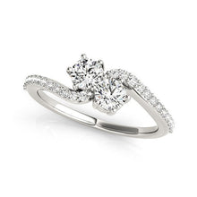 Load image into Gallery viewer, Curved Band Two Stone Diamond Ring in 14k White Gold (3/4 cttw)