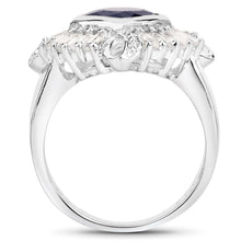 Load image into Gallery viewer, 3.06 Carat Glass Filled Sapphire and White Topaz .925 Sterling Silver Ring