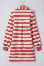 Load image into Gallery viewer, Classic Contrast Black Striped Collar Long Sleeve Mini Dress Stylish & Trendy Casual Dress for Women