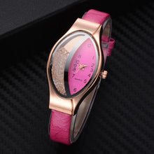 Load image into Gallery viewer, Women Fashion Luxury Watch Leather Strap Women Bracelet Clock Ellipse Rhinestone PU Sport Quartz Watch Wrist Watches For Women and Girls