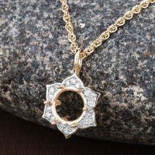 Load image into Gallery viewer, 0.14 Carat Genuine White Diamond 14K Yellow Gold Semi Mount Pendant - holds 8.00mm Round Gemstone