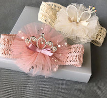 Load image into Gallery viewer, ILuxury Handmade Infant Child Hair Band Three-dimensional Alloy Rhinestone Crown Headdress Elastic Headband Turban For Baby Girls