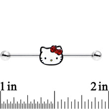 Load image into Gallery viewer, 14G Licensed Hello Kitty Cat Red Bow Industrial Barbell 38mm