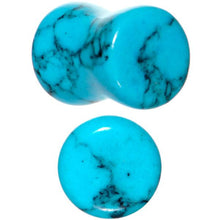 Load image into Gallery viewer, 0G Turquoise Natural Stone Saddle Plug Set