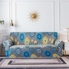 Load image into Gallery viewer, Elastic Plain Floral Printing Sofa Cover Stretch for Living Room Couch Cover Chair Protector 1/2/3/4 Seater Printed Couch Cover for 3 Cushion Couch Floral Pattern Sofa Cover with Separate Cushion Cover Pieces Stretch Sofa Slipcover