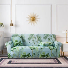 Load image into Gallery viewer, Elastic Plain Floral Printing Sofa Cover Stretch for Living Room Couch Cover Chair Protector 1/2/3/4 Seater Printed Couch Cover for 3 Cushion Couch Floral Pattern Sofa Cover with Separate Cushion Cover Pieces Stretch Sofa Slipcover