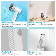 Load image into Gallery viewer, Electric Handheld Spin Scrubber Cordless Cleaning Brush with 2 Rotating Speeds