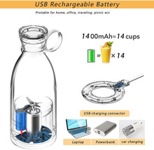 Load image into Gallery viewer, Electric Portable Blender Juice Glass Bottle Fresh Fruit Juicer USB Multifunction Food Strawberry Citrus Milkshake Mixers Maker Mini Electric Portable Blender Juicer Cup USB Rechargeable Juicer Multi-Functional Small Mixer