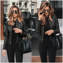 Load image into Gallery viewer, Elegance Autumn And Winter New Solid Color Jacket For Women's PU Leather Warmth Fashion Long-Sleeved Jacket For Women