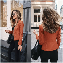 Load image into Gallery viewer, Elegance Autumn And Winter New Solid Color Jacket For Women's PU Leather Warmth Fashion Long-Sleeved Jacket For Women