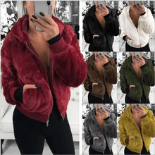 Load image into Gallery viewer, Elegance Faux Fur Women Coat With Hood High Waist Fashion Slim Black /Red /Pink Faux Fur Jacket Fake Rabbit Fur Coats