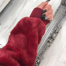 Load image into Gallery viewer, Elegance Faux Fur Women Coat With Hood High Waist Fashion Slim Black /Red /Pink Faux Fur Jacket Fake Rabbit Fur Coats