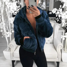 Load image into Gallery viewer, Elegance Faux Fur Women Coat With Hood High Waist Fashion Slim Black /Red /Pink Faux Fur Jacket Fake Rabbit Fur Coats