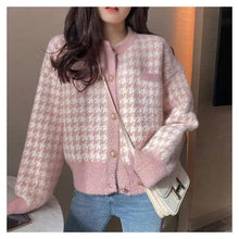 Load image into Gallery viewer, Elegance Short Sweater Cardigan Jacket For Women Modern Imitation Mink Fleece Knitwear Tops Vintage O-neck Knitted Coats