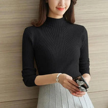Load image into Gallery viewer, Elegance Solid White and Black Tops,Sweaters Winter Long Sleeve Turtleneck Pullovers Women's Sweaters Female Clothing