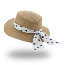 Load image into Gallery viewer, Elegant Adult Bucket Hat Beach Summer Straw Hats for Women Beach Sun Straw Hat Wide Luxury Comfortable Hat Flat Top Ribbon Bowknot Elegant Luxury Women Summer Hat 56-58cm